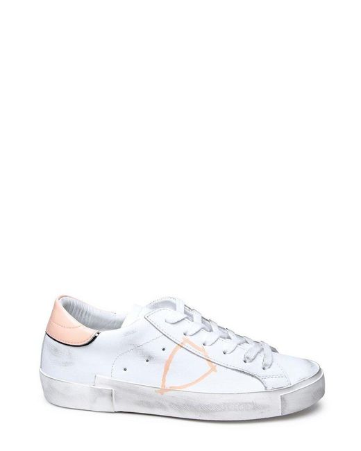 Philippe Model White Logo Patch Low-top Sneakers