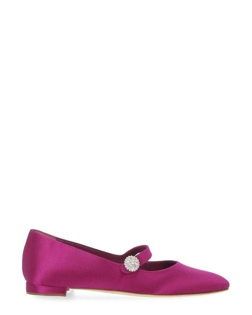 Manolo Blahnik Purple Mary Jane Flats