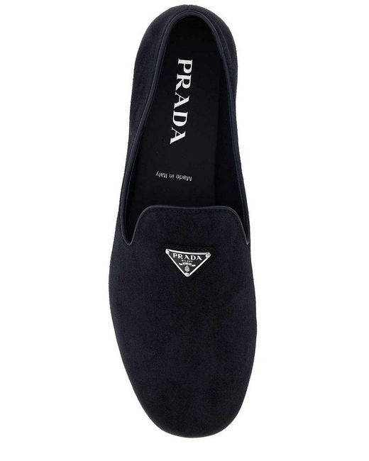 Prada Black Velvet Triangle Slippers for men