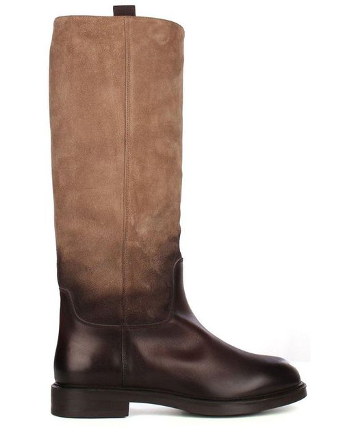 Doucal's Brown Round Toe Knee-Length Boots