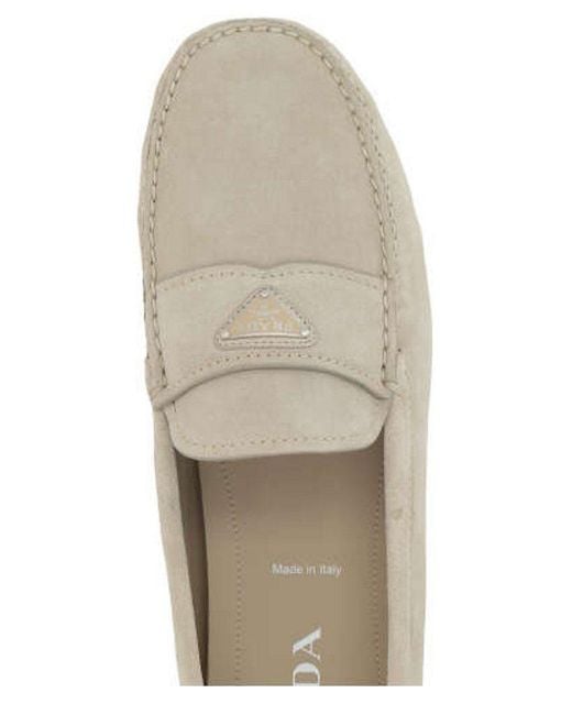 Prada Gray Logo Plaque Slip-on Loafers for men