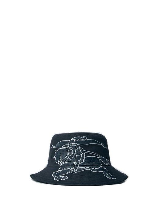 Burberry Blue Ekd Motif Bucket Hat for men