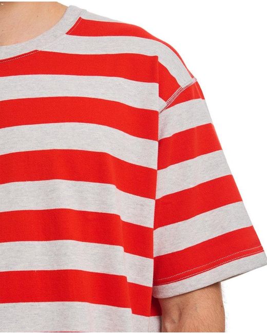 Junya Watanabe Red Short Sleeves Stripes T-Shirt for men