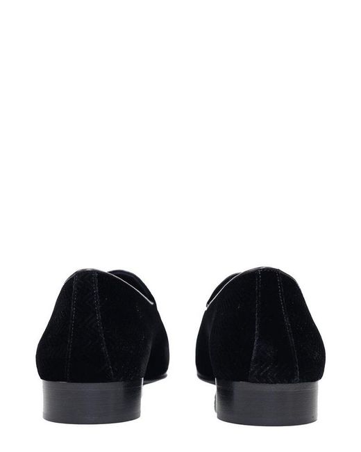 Giuseppe Zanotti Black G-flash Round Toe Velvet Loafers for men