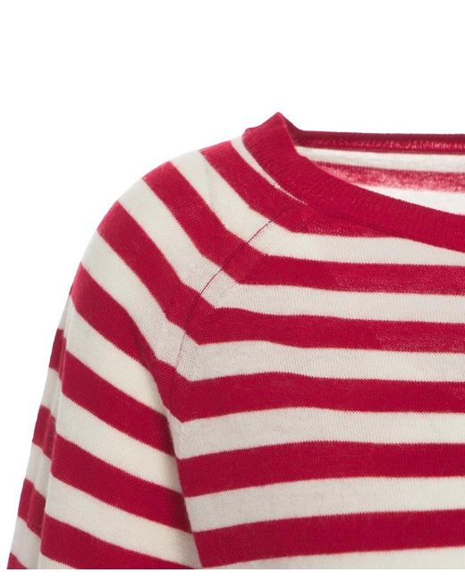 Liu Jo Red Striped Cut-out Detailed Jumper