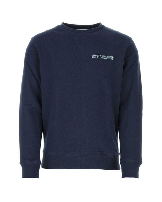 Etudes Studio Blue Logo Embroidered Crewneck Sweatshirt for men