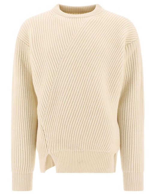 Jil Sander Natural Ribbed Sweater for men