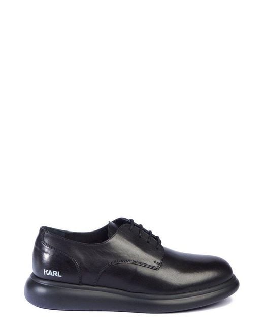 Karl Lagerfeld Black Granby Lace-Up Derby Shoes for men