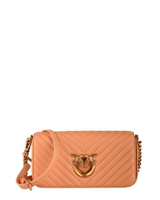 Pinko Orange Small Love Chevron Quilted Shoulder Bag
