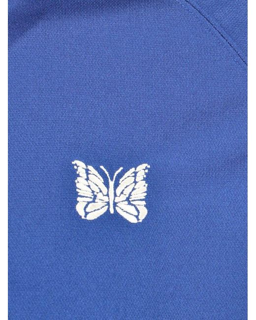 Needles Blue Logo Embroidered Zip-up Jacket for men