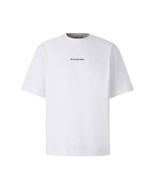 Acne White Oversized Logo T-Shirt for men
