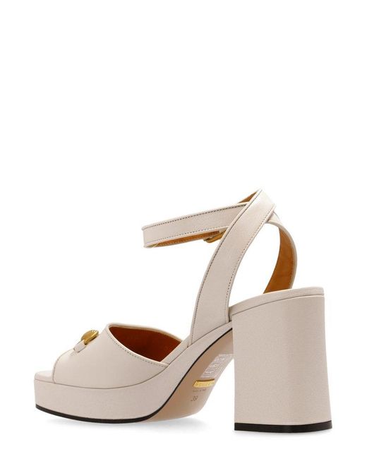 Gucci White Leather Heeled Sandals,