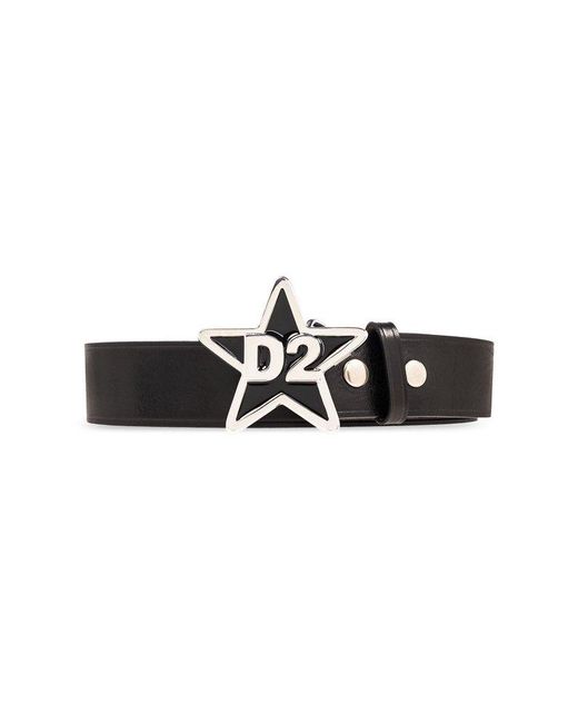 DSquared² Black D2 Logo Buckle Belt for men