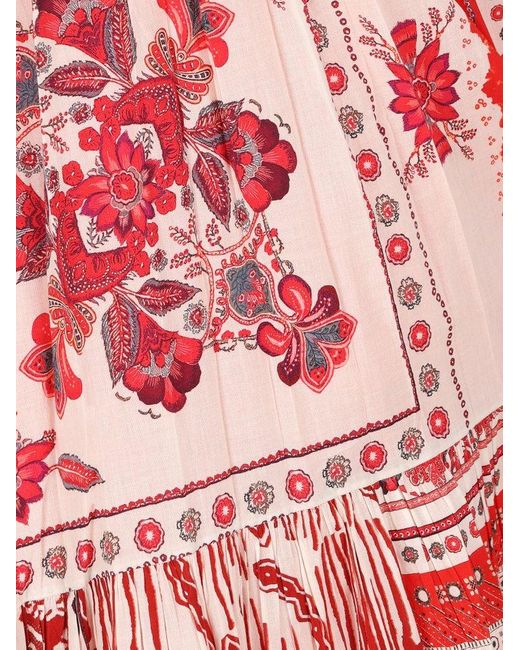 Isabel Marant Red All-Over Patterned Sleeveless Dress