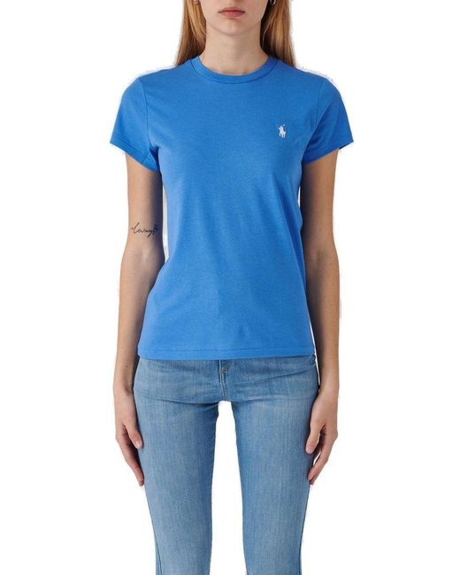 Polo Ralph Lauren Blue Logo-embroidered Crewneck T-shirt