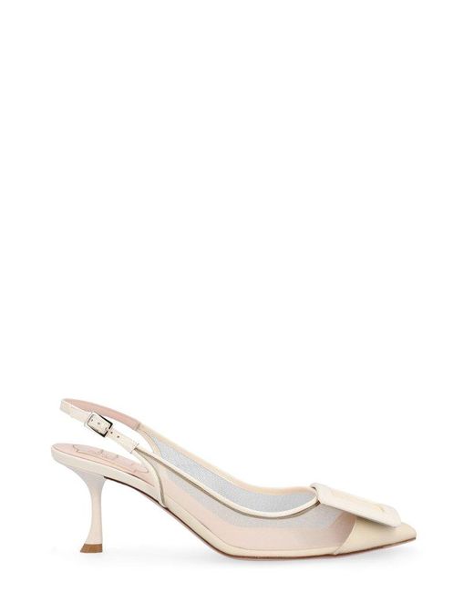 Roger Vivier Synthetic Buckle-detailed Slingback Pumps in White | Lyst ...