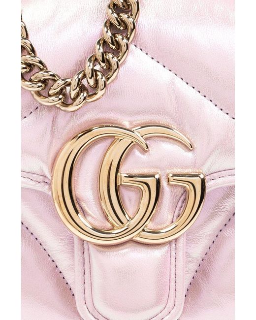 Gucci Pink 'GG Marmont Mini' Quilted Shoulder Bag,