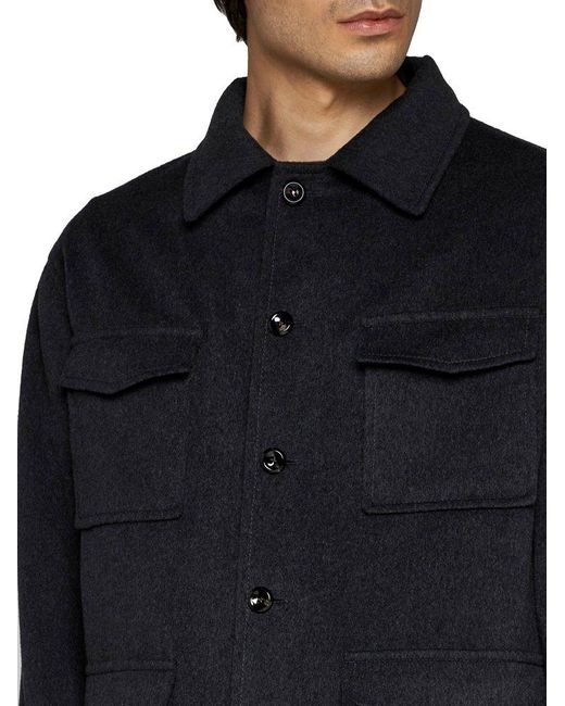 Tagliatore Blue Spread-collared Buttoned Jacket for men