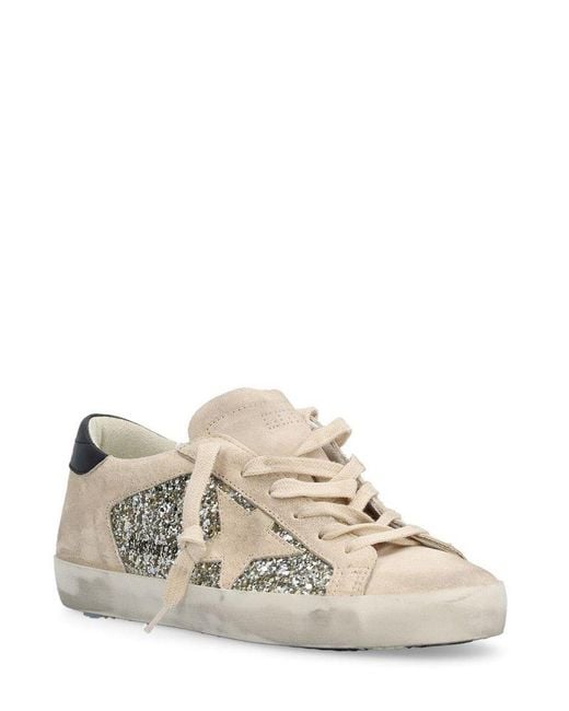 Golden Goose Deluxe Brand Natural Superstar Star-appliqué Glitter Leather Low-top Trainers