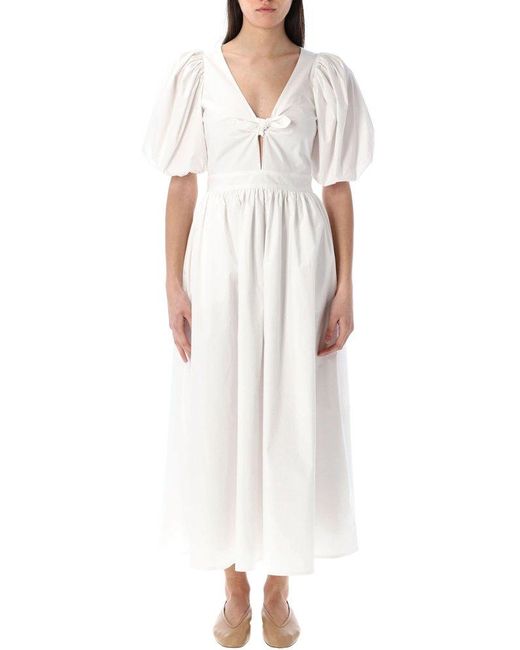 ROTATE BIRGER CHRISTENSEN White Puff Sleeve Midi Gown