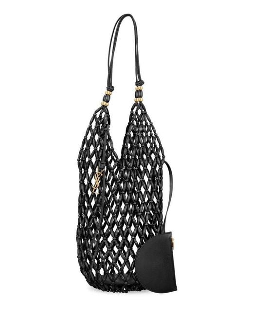 Saint Laurent Black Logo Plaque Shoulder Bag