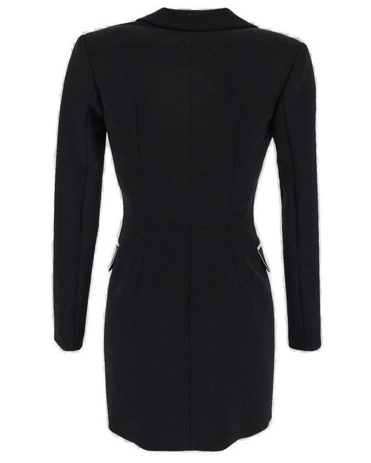 Elisabetta Franchi Black Logo Embroidered Mini Coat Dress