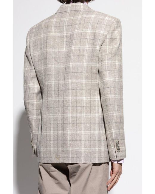 Etro White Double-Breasted Checked Blazer for men