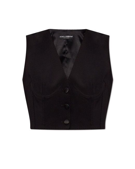 Dolce & Gabbana Black Corset Detailed Cropped Cady Waistcoat