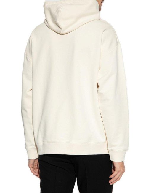 Loewe Anagram Logo Patch Drawstring Hoodie in White for Men