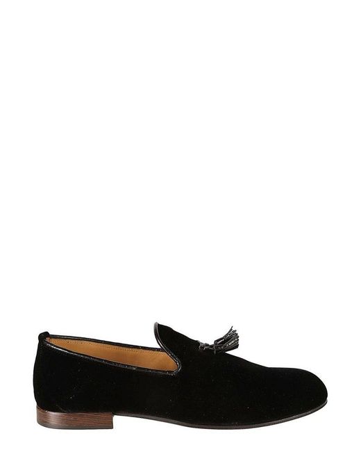 Tom Ford Black Tassel-detail Almond-toe Velvet Loafers for men