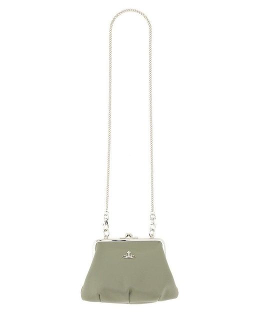 Vivienne Westwood Green Granny Orb-plaque Chain-linked Crossbody Bag