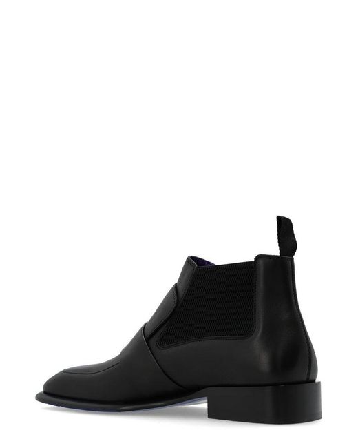 Burberry Black Shield Square-toe Chelsea Ankle Boots for men