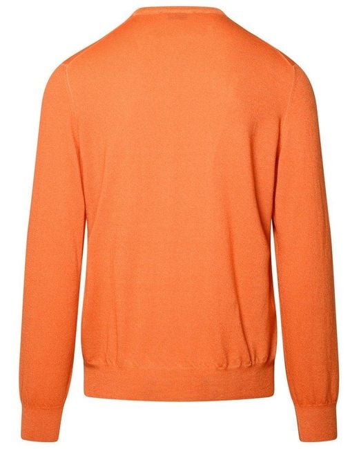 Gran Sasso Orange Crewneck Ribbed Jumper for men