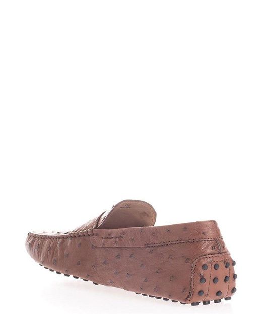 Tod's Brown Logo Debossed Slip-On Loafers for men