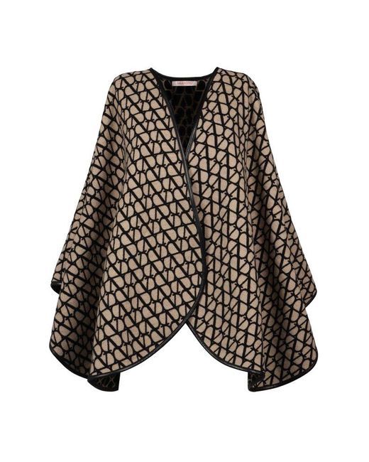 Valentino Monogram Jacquard Draped Poncho in Brown | Lyst