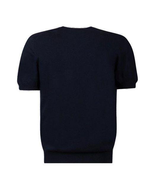 Gran Sasso Blue Crewneck Ribbed T-Shirt for men