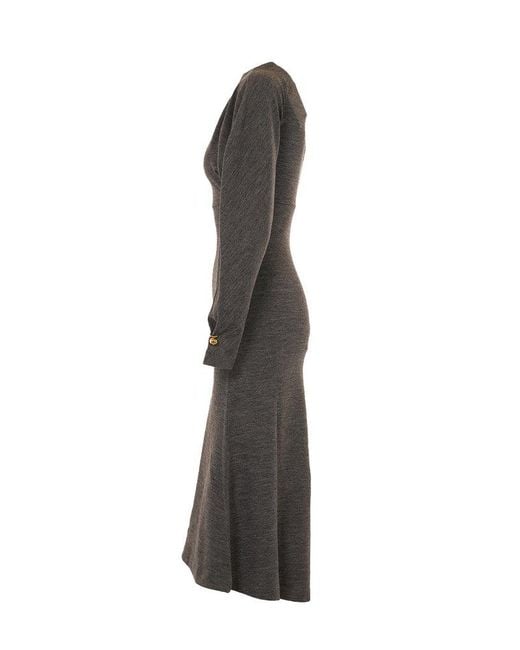 Philosophy Di Lorenzo Serafini Gray Flared Midi Dress