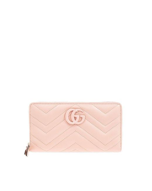 Gucci Pink GG Marmont Quilted Zip-around Wallet