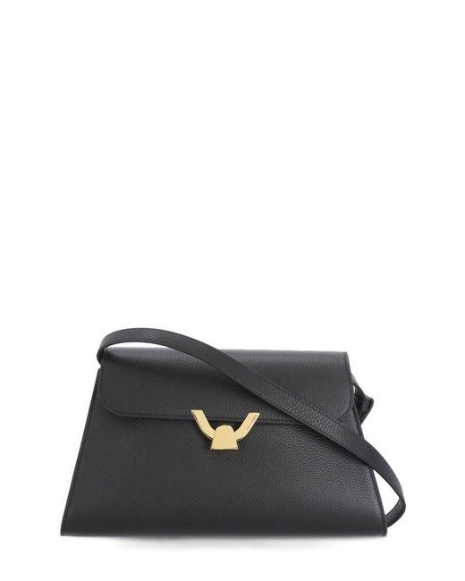 Coccinelle Black Dew Foldover Top Medium Shoulder Bag