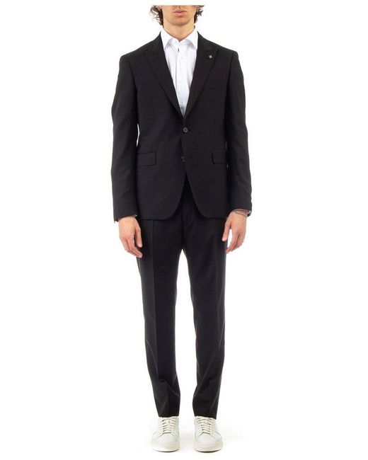 Tagliatore Black Single-Breasted Tailored Suit for men