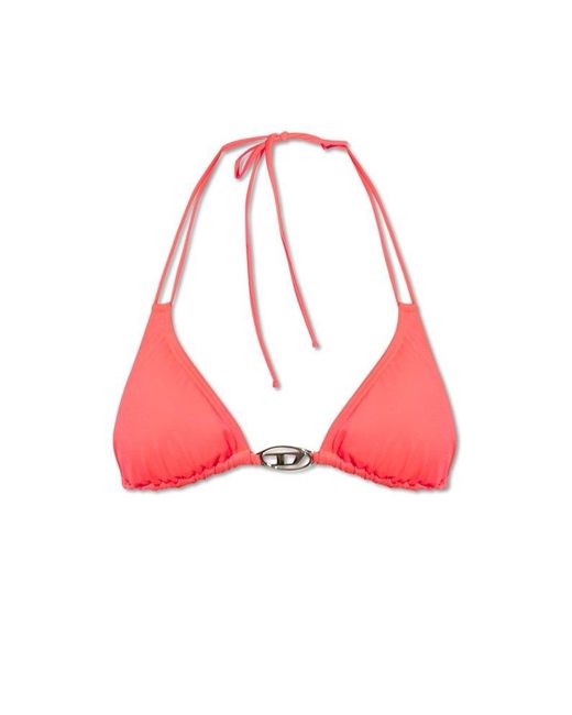 DIESEL Red Bfb-sees-o Oval-d Plaque Bikini Top