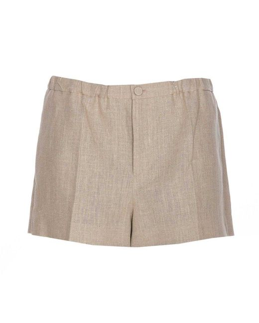 Valentino Natural Mid-rise Pleated Shorts