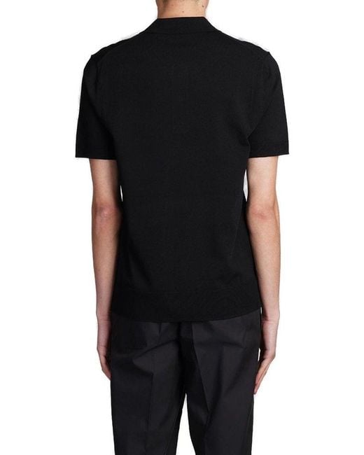 Neil Barrett Black Logo-embroidered Short-sleeved Knitted Polo Shirt for men