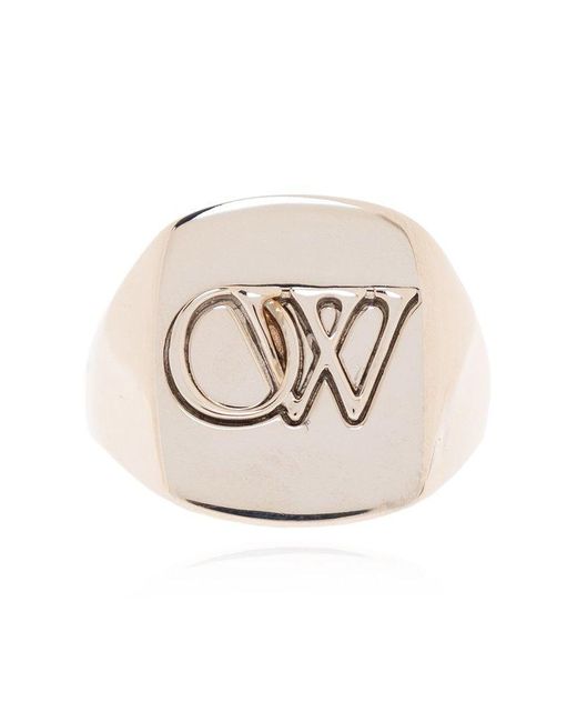 Off-White c/o Virgil Abloh White Brass Signet Ring, for men