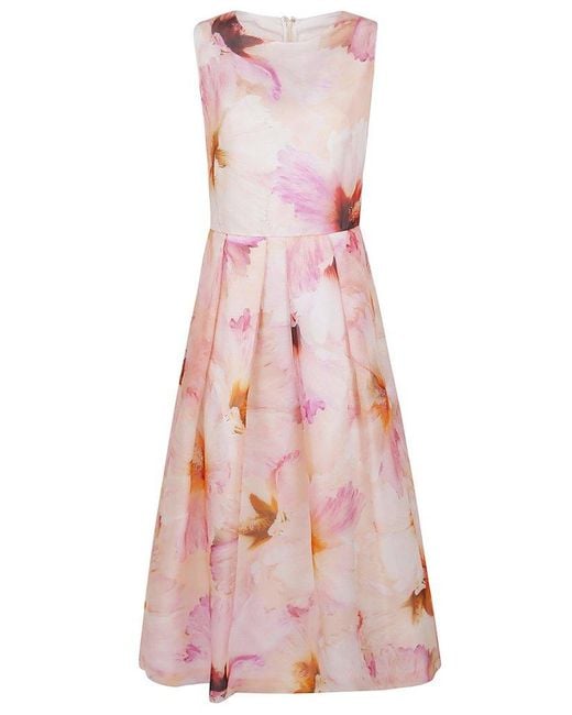 Sara Roka Pink Floral-printed Sleeveless Dress