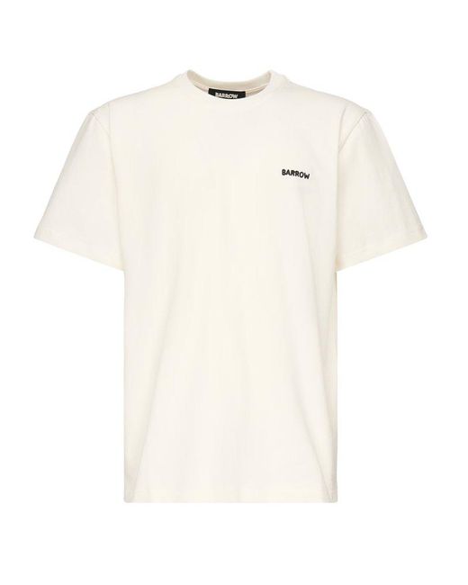 Barrow White Logo-Printed Crewneck T-Shirt