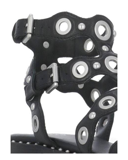 Ash White Stud Detailed Ankle Strap Sandals