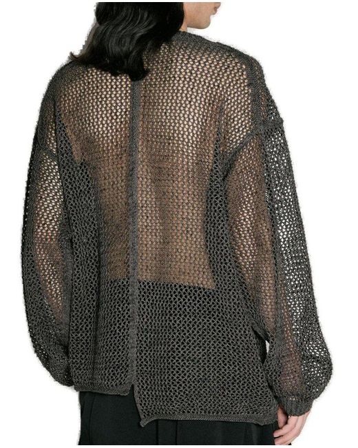Yohji Yamamoto Black Uneven Open Knitted Jumper for men