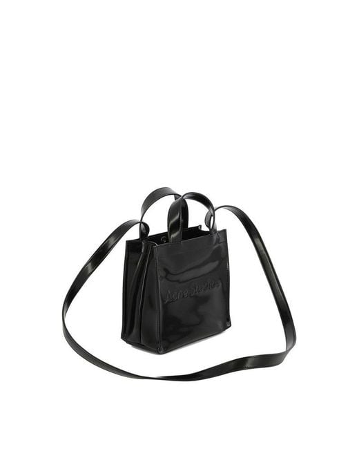 Acne Black Logo Embossed Mini Tote Bag