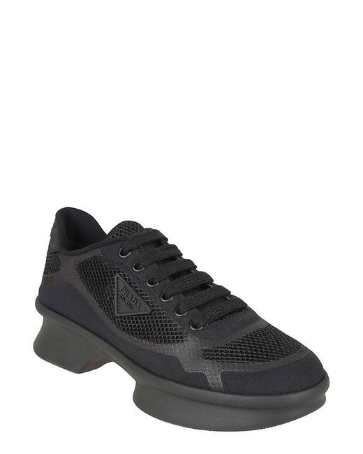 Prada Black Mesh Platform Sneakers